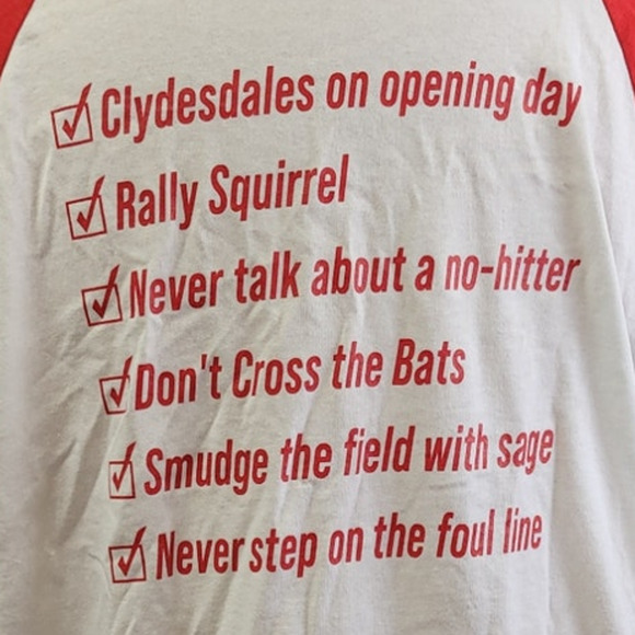 New Hand Printed Youth Medium St Louis Baseball Town 3/4 Sleeve Tee Shirt - Picture 5 of 6